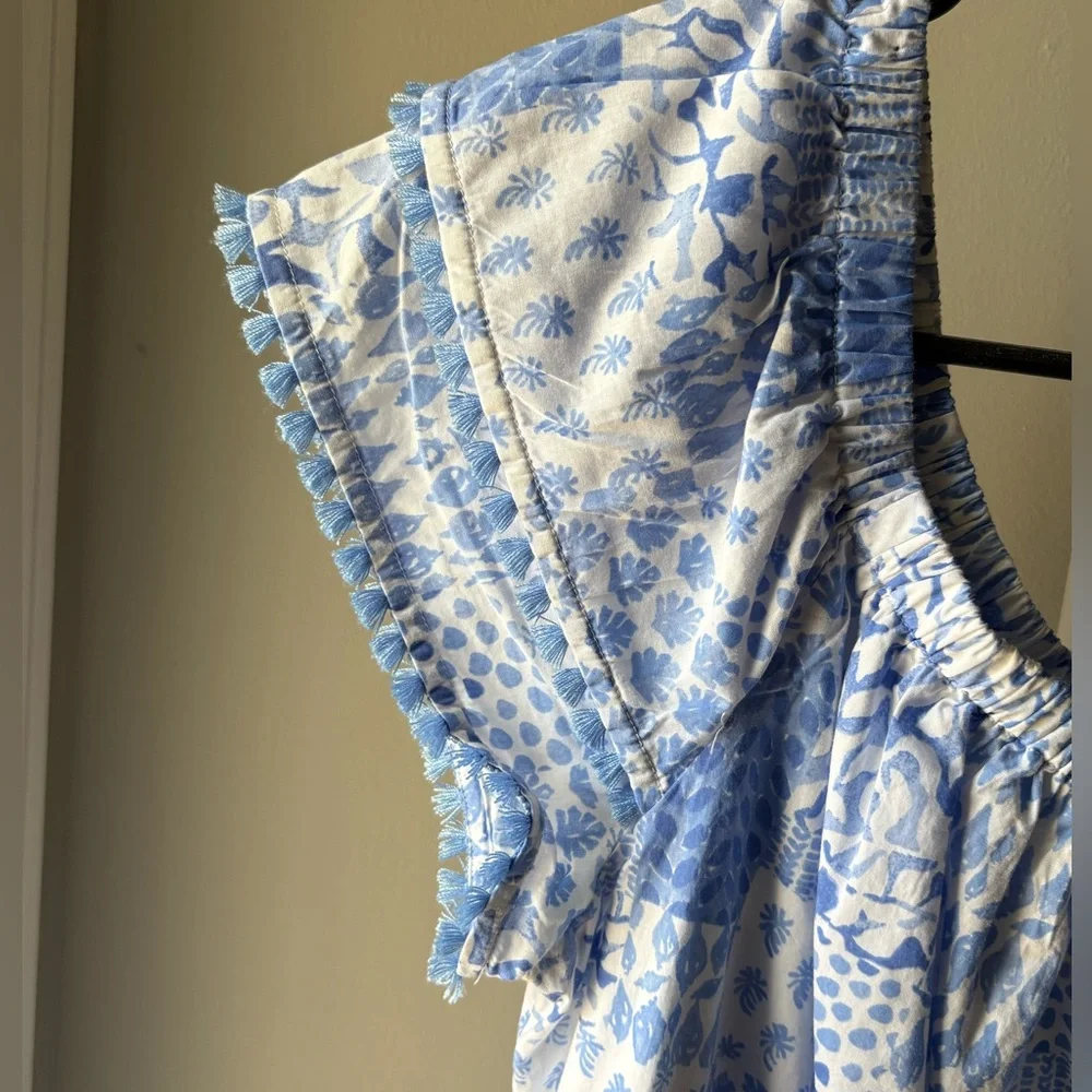 Vineyard Vines EUC Painted Patchwork Off The Shoulder 100% Cotton Romper Size L - Picture 5 of 13